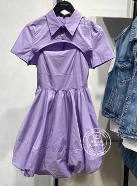 VM国内代购纯色衬衫领两件套花苞连衣裙女 32127B041  32137B016