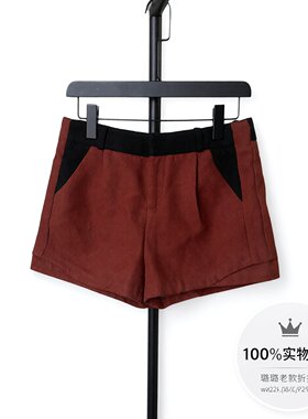 VM国内代购铁锈红色百搭低腰仿呢短裤女 314115006