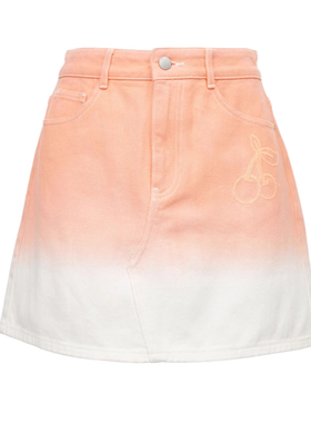 VM国内代购橙色蓝色渐变色高腰休闲牛仔短裙半身裙女 323137012