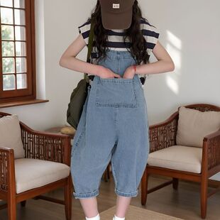 韩版女童牛仔背带裤2026新款夏装儿童宽松裤子女大童萝卜裤洋气潮
