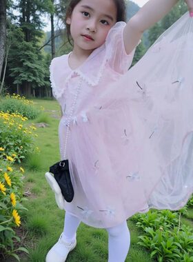 女童夏季韩版软纱刺绣连衣裙