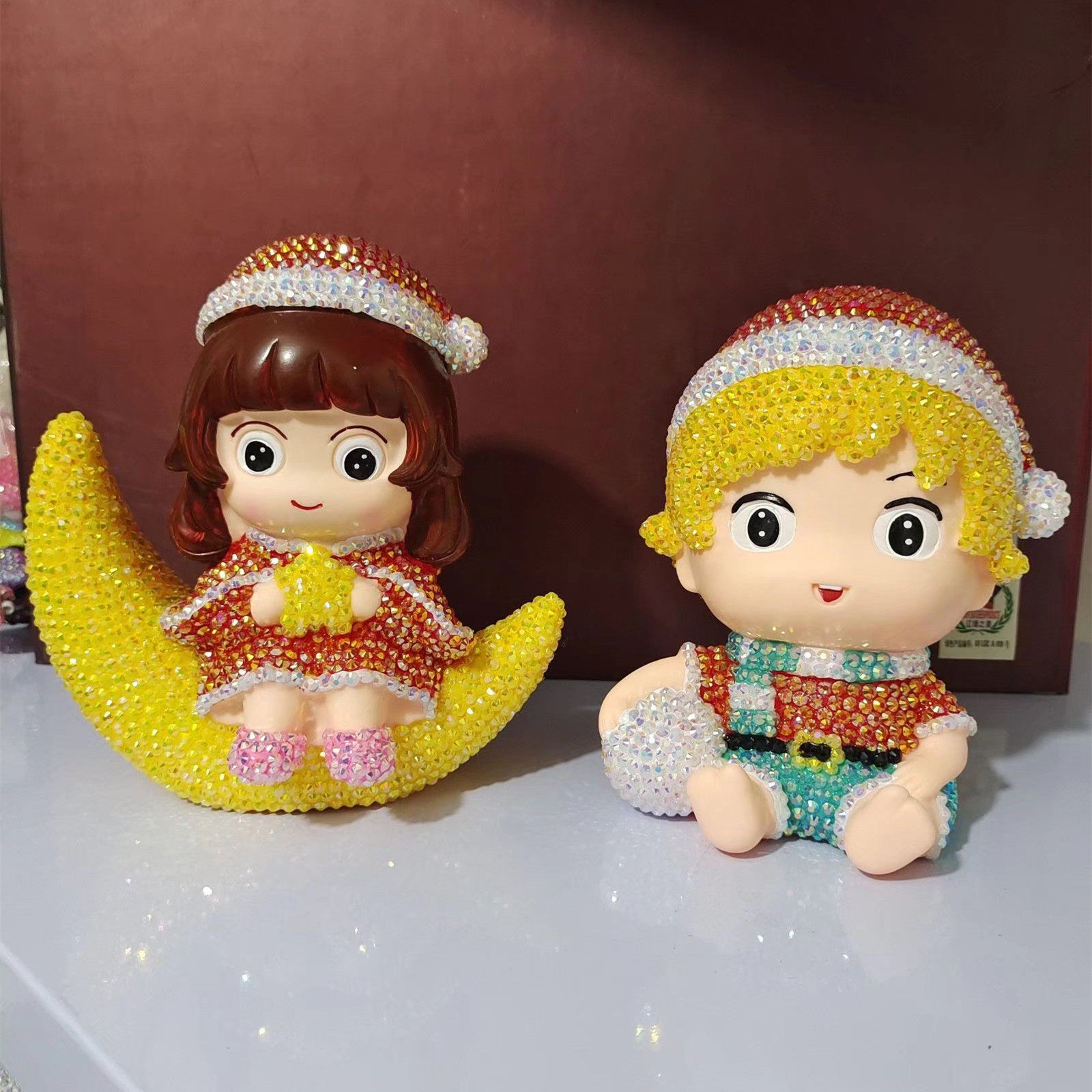 星星男孩月亮女孩公仔靓仔贴钻存钱罐不怕摔搪胶硬币储蓄罐储钱罐