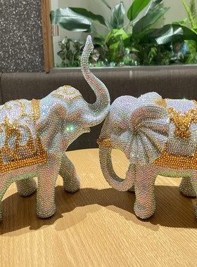 招财大象摆件一对高档创意家居