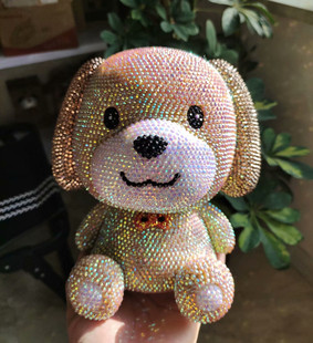 贴钻小黄狗摆件狗狗存钱罐男孩大容量大号宝宝储蓄罐创意储钱罐