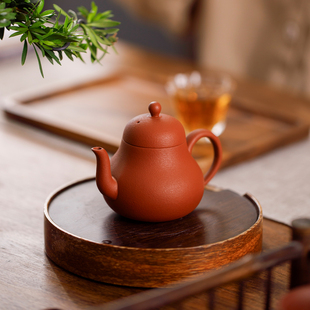 手工朱泥大红袍紫砂橘皮思亭壶110ml流水可控凤鸣家用茶壶