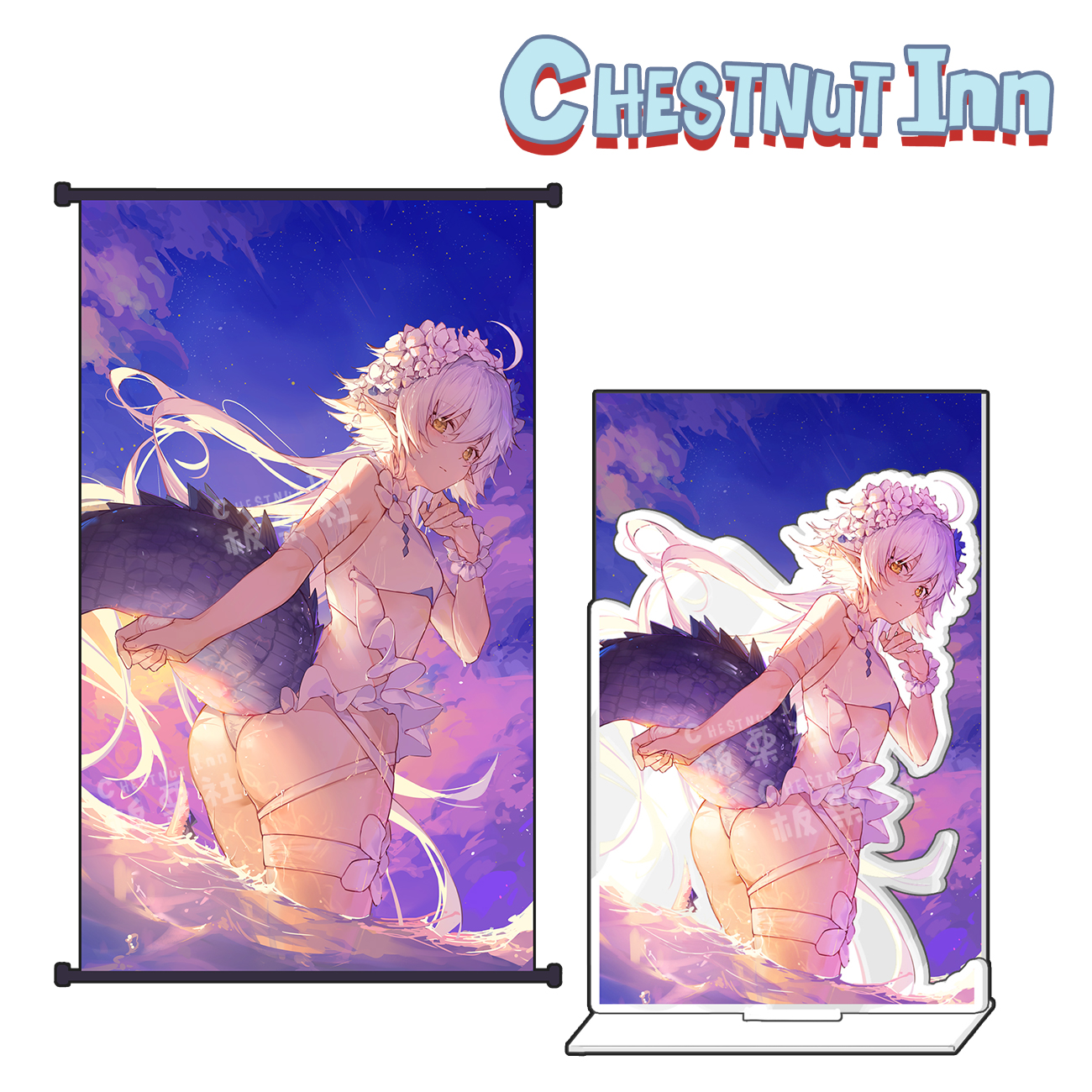 明日方舟斯卡蒂白金艾雅法拉特米米夏季泳装双层大立牌钥匙扣挂画