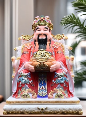 新款汉白玉聚宝盆财神爷范蠡比干财神居家办公室客厅供奉家用摆件