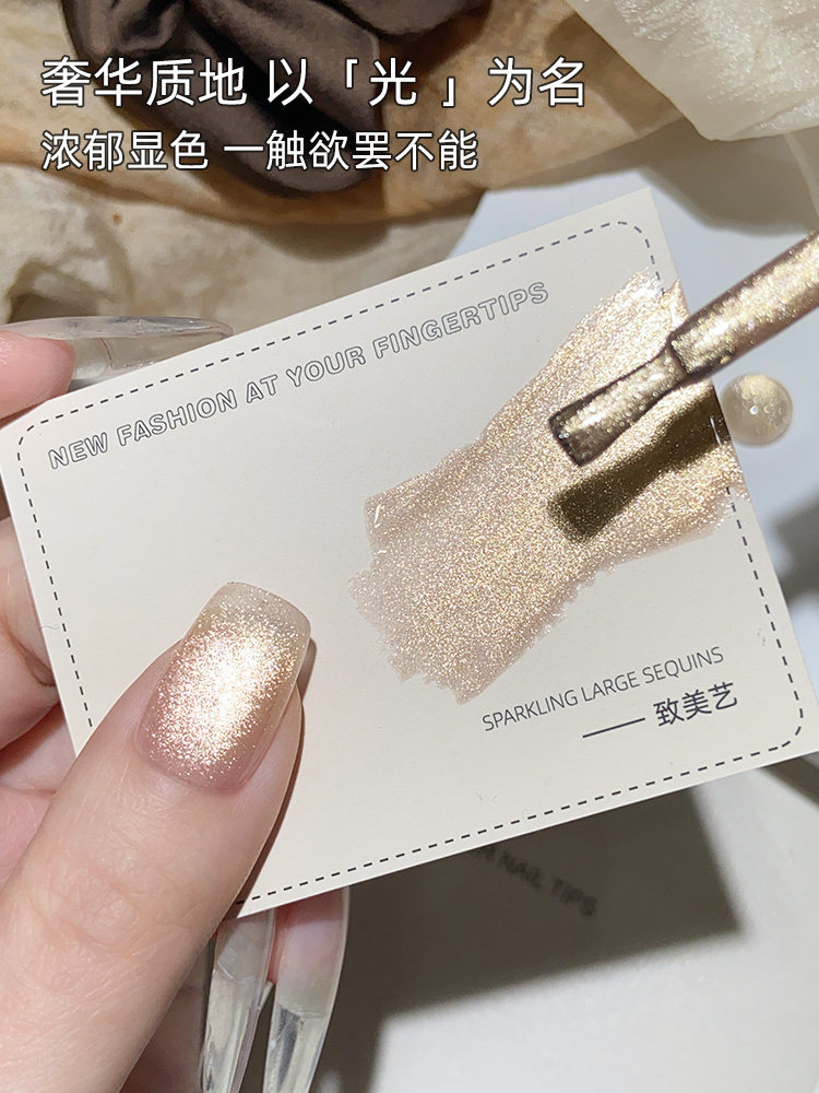 Champagne Gold Cat Eye Gel Polish 2025 Pro Magnetic Gel - Product image 5