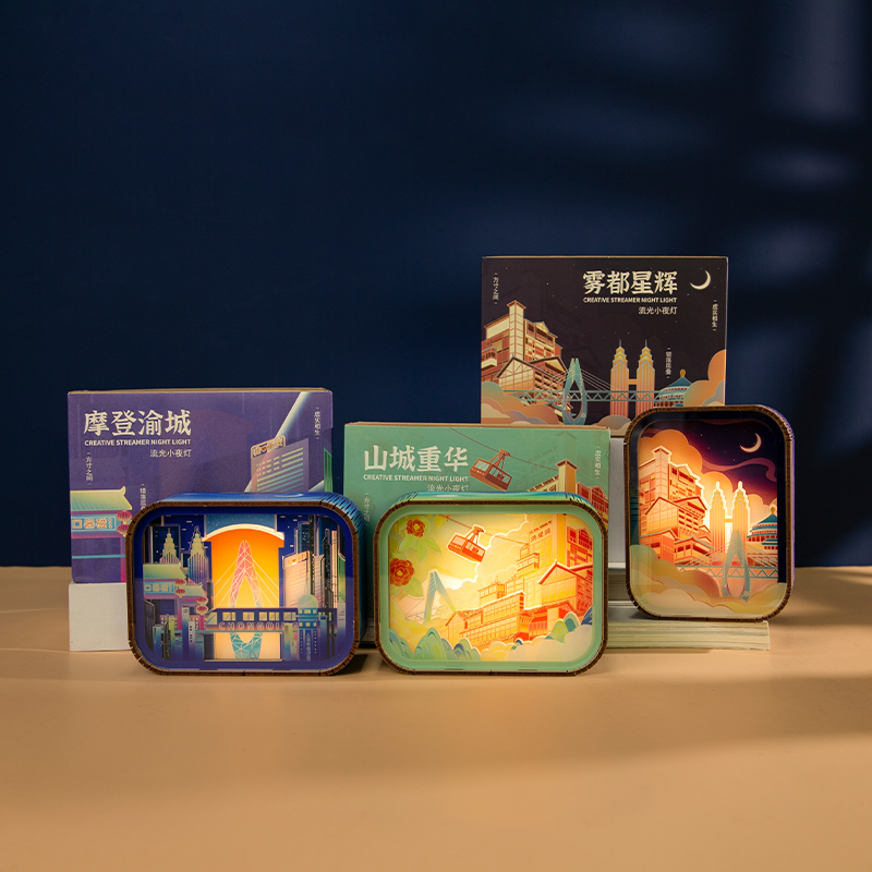重庆文创小夜灯木雕灯彩色光影洪崖洞景区旅游纪念品毕业礼物送人