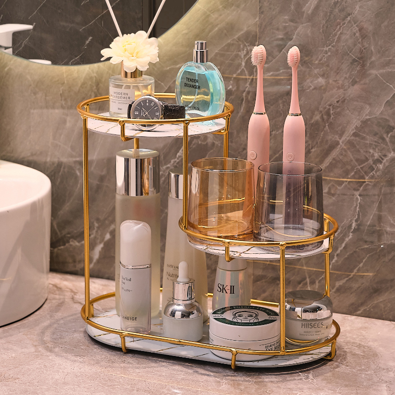 轻奢风铁艺免安装大容量置物架