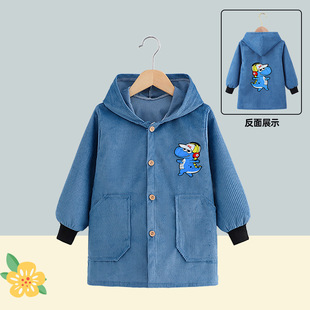 羽绒服过膝外套正穿衣儿童罩衣秋冬加大长款防水防脏男女宝宝护衣