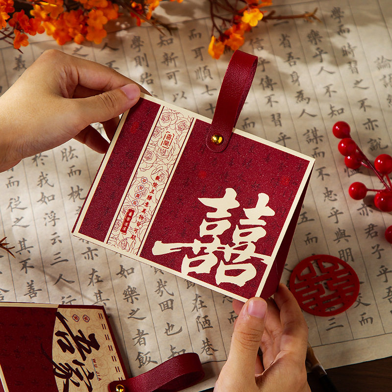 跨境新款喜糖盒子结婚用高级感手提磨砂订婚喜糖婚礼回礼糖果