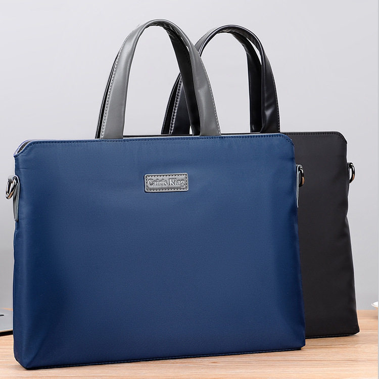 现货男士手提包商务休闲公文包横款牛津布单肩斜挎包男包抗菌跨境