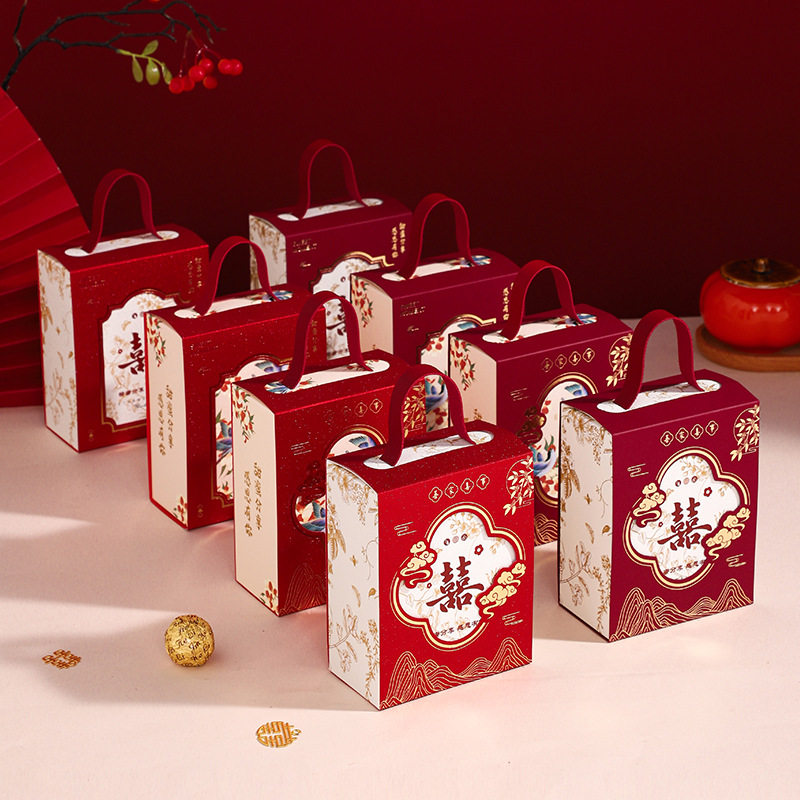 跨境新款国风结婚婚礼创意糖盒喜糖盒简约中式高级感喜糖袋子现货