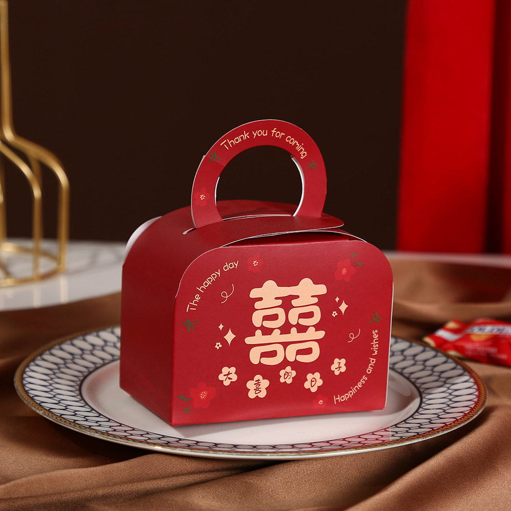 热销新款手提喜糖盒婚庆喜庆用品包装盒精美设计伴手礼婚礼喜跨境