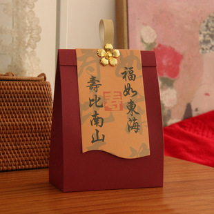 热销寿比南山寿礼盒708090大寿盒子老人过生日祝贺礼袋寿宴盒跨境