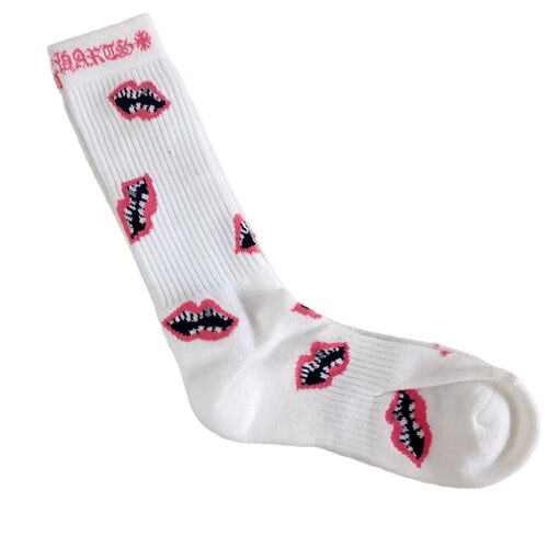 新品克罗爱心袜子CH涂鸦红唇毛巾底条纹字母刺绣标毛巾底瑞典潮袜