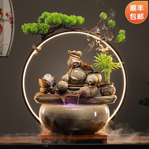 时来运转风水球流水摆件循环水喷泉客厅生财招财办公室桌面装饰品