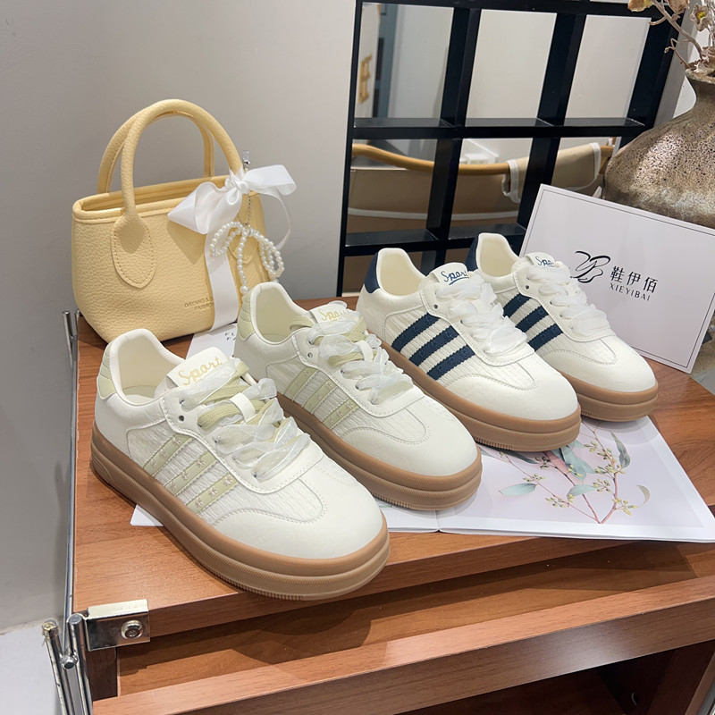 2026新款韩版双带德训鞋女夏季薄款厚底增高拼色软底休闲运动板鞋