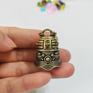创意黄铜上古十大神器东皇钟钥匙扣挂件仿古玩古钟铃铛配件吊坠
