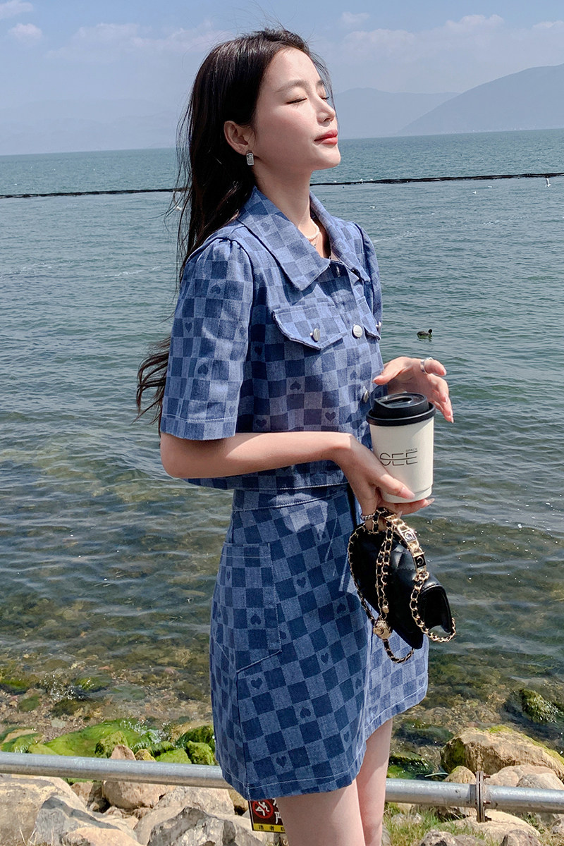现货新款首上2C0287319P145K198夏季小香风牛仔两件薄款套装,女装套装/套裙,2C028