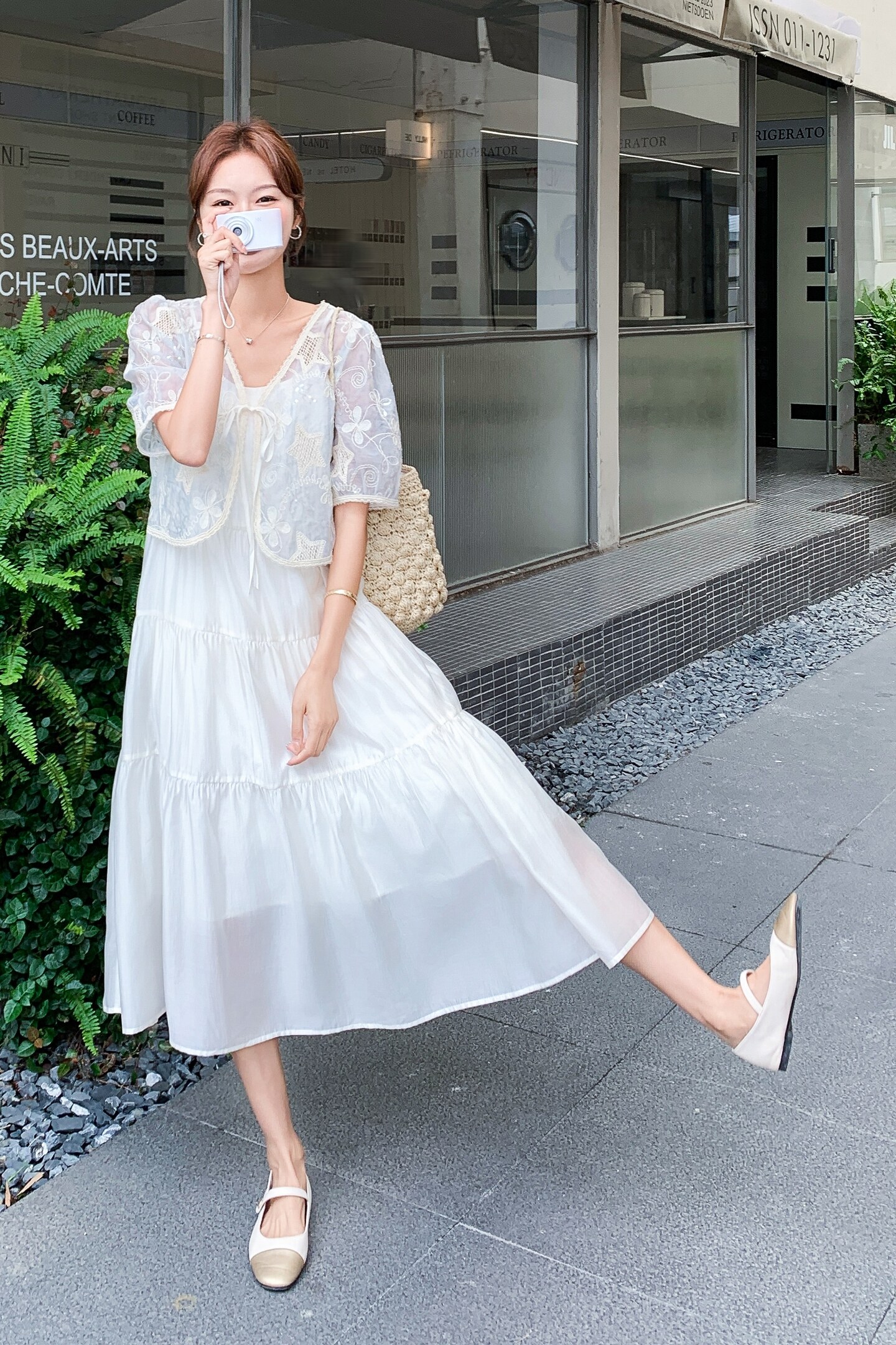 法式蕾丝刺绣吊带连衣裙套装女2025夏季新款温柔风绝美减龄两件套,女装连衣裙,2C028