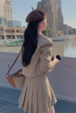 西服外套百褶裙两件套2023春季新款韩系chic减龄短款小西装套装女，女装套装/套裙，2C028