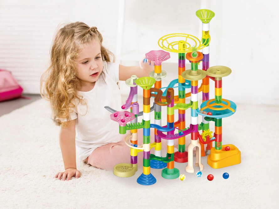 J'adore豪华滚珠迷宫儿童早教益智拼装滑轨道管道玩具男女孩礼物