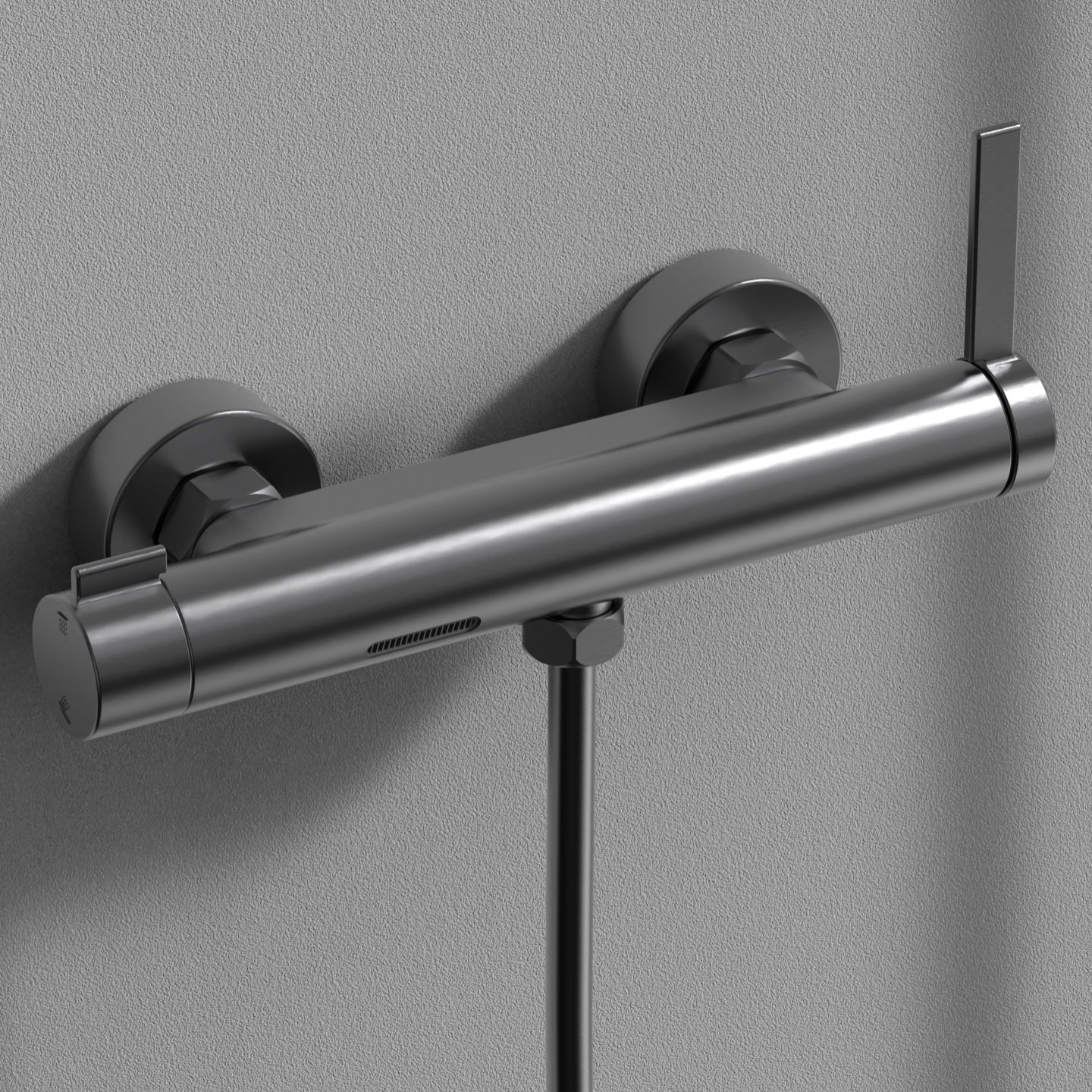 极简枪灰色简易花洒分体式无顶喷全铜明装冷热浴缸淋浴龙头套装