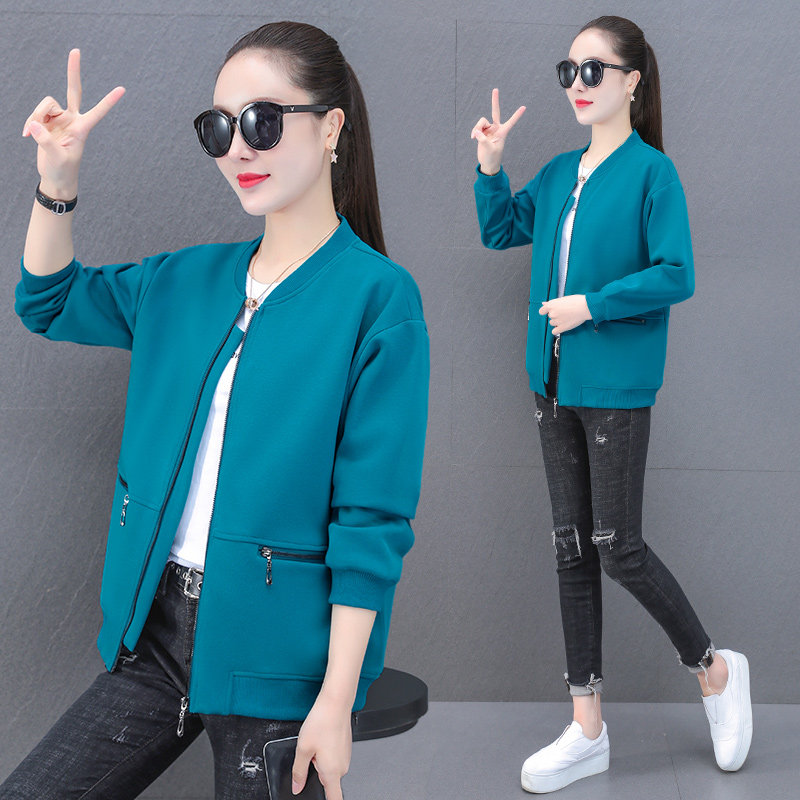 新款时尚休闲短款棒球服外套女春秋2024新款女士春季宽松显瘦外套