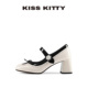 呼呼专享 KISSKITTY方头玛丽珍鞋 女新款 蝴蝶结粗跟浅口单鞋 女