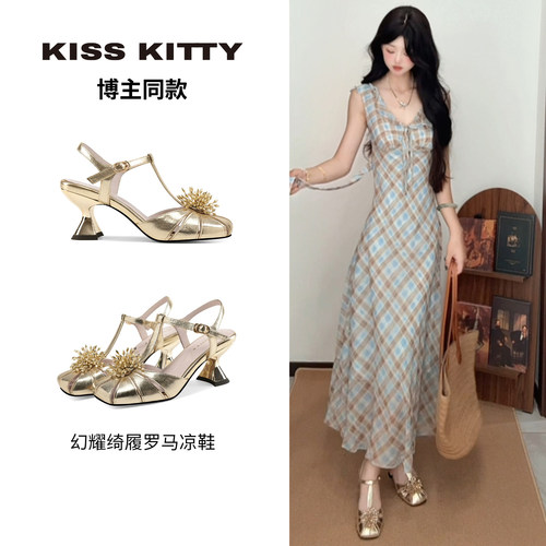KISSKITTY博主同款粗跟凉鞋女