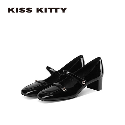 古法式玛丽珍鞋粗跟不累脚高跟鞋