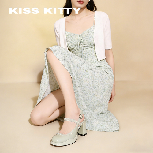 KISSKITTY夏季浅绿色包头凉鞋女