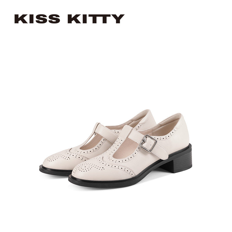 KISSKITTY乐福鞋女2026新款英伦厚底小皮鞋复古巴洛克深口单鞋,女鞋,深口单鞋,淘宝优惠券,粉丝福利购,淘宝优惠卷
