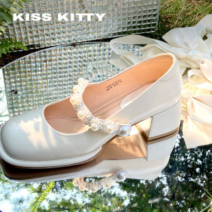 真皮婚鞋 KISSKITTY明星同款 高跟鞋 2026女单鞋 羊皮垫 珍宝玛丽珍鞋