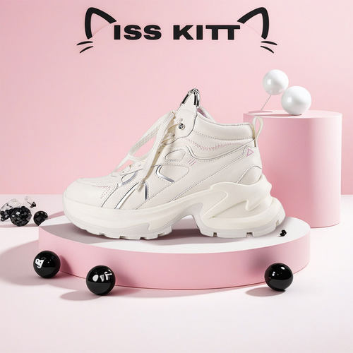 KISSKITTY26新款厚底增高皮面老爹鞋高帮运动休闲鞋不累脚女鞋
