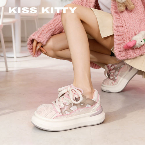 KISSKITTY厚底潮鞋女2026春季新款小众粉色贝壳鞋百搭休闲板鞋