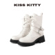 KISSKITTY马丁靴女白色英伦风复古皮带扣靴子短筒辣妹显瘦短靴女