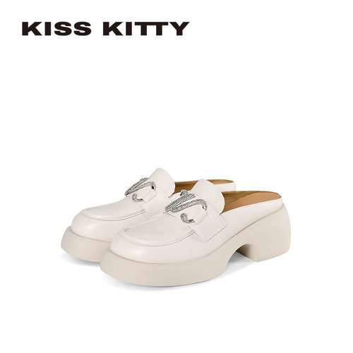 KISSKITTY真皮厚底半拖鞋女