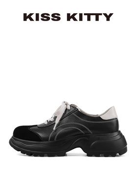 KISSKITTY英伦风拼色休闲鞋女新款厚底增高休闲运动女鞋通勤百搭