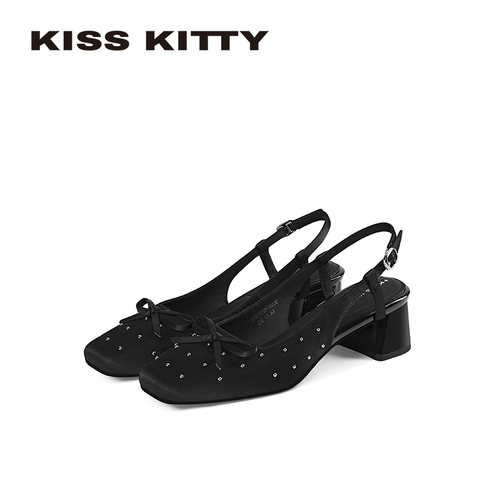 KISSKITTY包头凉鞋女粗跟高跟鞋