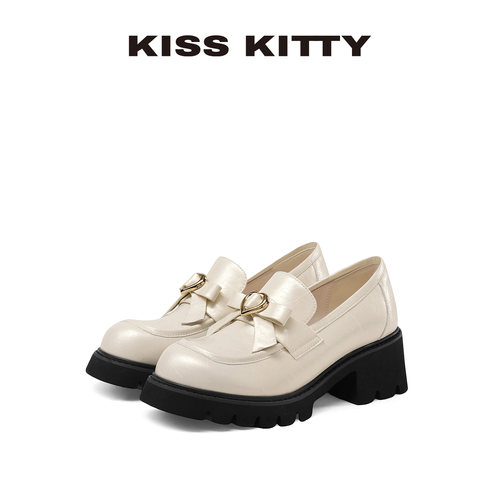 厚底乐福鞋蝴蝶结jk小皮鞋