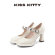 KISSKITTY玛丽珍鞋 小个子粗跟方头不累脚单鞋 女防水台高跟鞋 新款