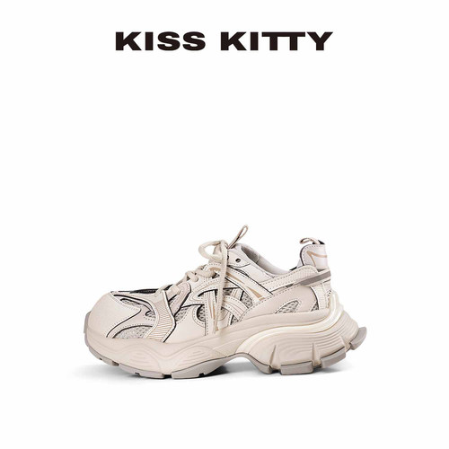 KISSKITTY老爹鞋女2026新款厚底增高网面透气百搭透气休闲运动鞋