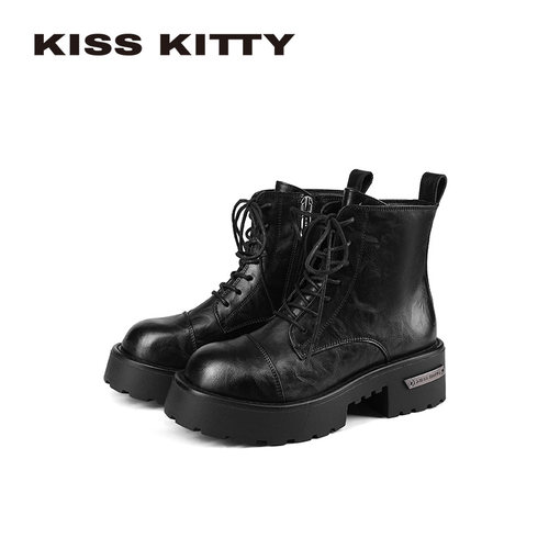 KISSKITTY马丁靴女2025秋冬新款厚底英伦风复古短靴百搭休闲靴子