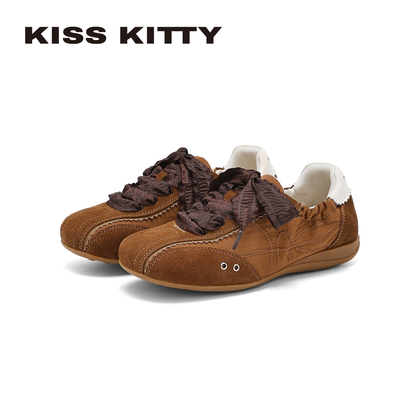 KISS KITTY复古反绒皮德训鞋女休闲运动鞋时尚百搭2026