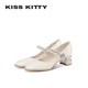 单鞋 KISSKITTY玛丽珍鞋 水钻方头粗跟漆皮浅口法式 新款 女2026春季