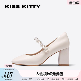 新款 水钻晚晚鞋 高跟玛丽珍鞋 KISSKITTY女鞋 粗跟单鞋 SA32551