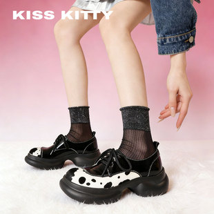 KISSKITTY黑糖奶纹 厚底增高休闲鞋26年春新款牛津小皮鞋百搭单鞋